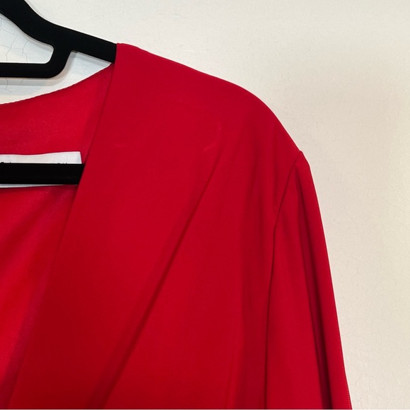 $398 Mac Duggal 26514 Size 14 Red Jersey Knit Plunge V-Neck Long Maxi Gown Dress - Picture 11 of 16